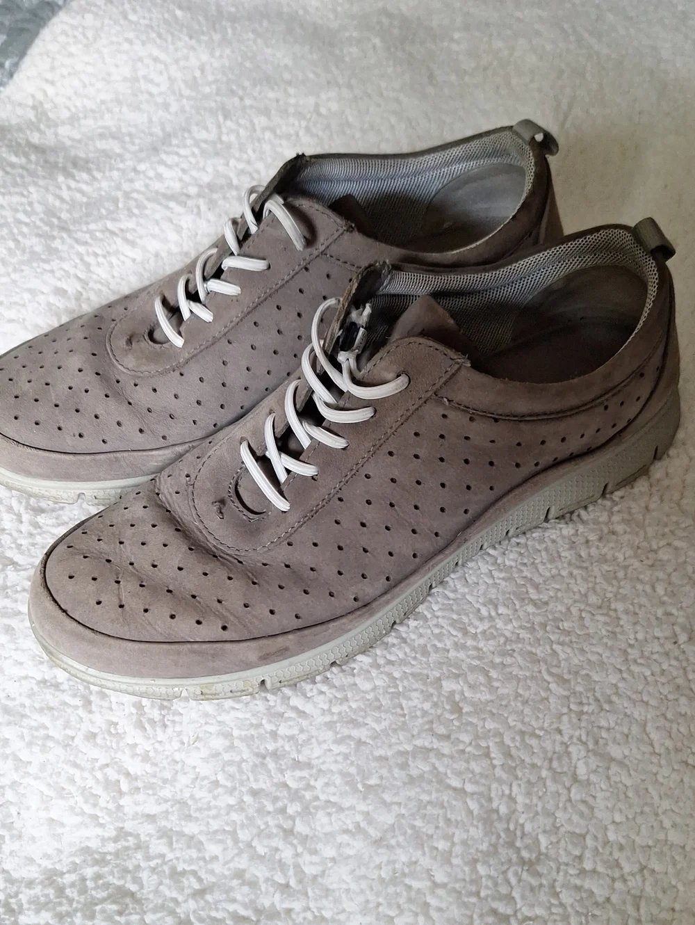 Womens Hotter Casual Perforated Slip On Shoes in Taupe